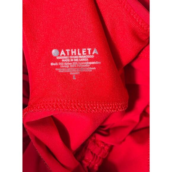 Athleta Side Scrunch Swim‎ Tankini Top Red Size L Swimwear Adjustable Ruched - Picture 2 of 8